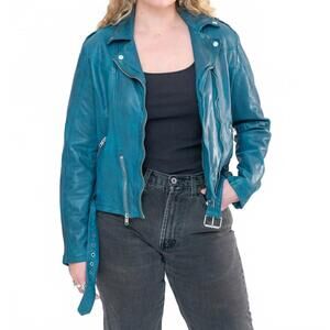 NEW MAURITIUS wild leather jacket in teal